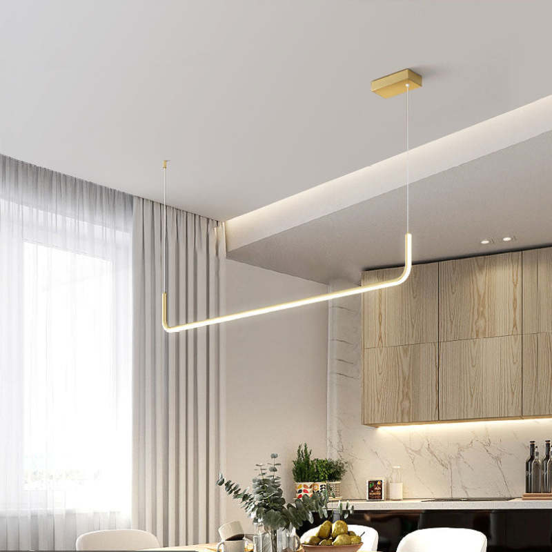 Black Gold Two Tone Finish Modern Linear Pendant Light